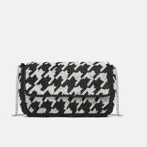 Zara Houndstooth Beaded Purse